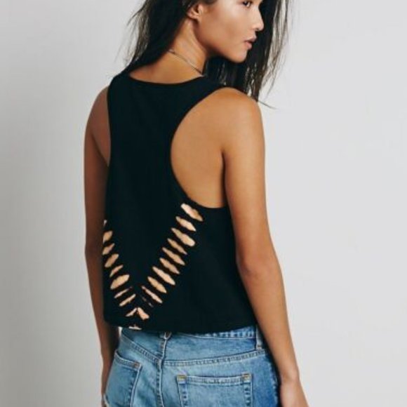 FREE PEOPLE WOMEN'S BLACK DEL RAY TIE DYE SLEEVELESS JERSEY TANK TOP Sz XS - Picture 6 of 6